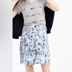 J CREW Watercolor Floral Two Tier Pleated Skirt